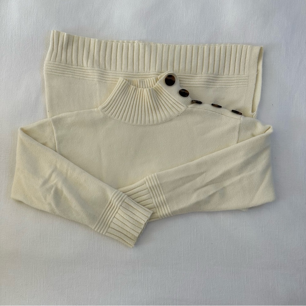 Cream Turtleneck Sweater With Buttons - image 1